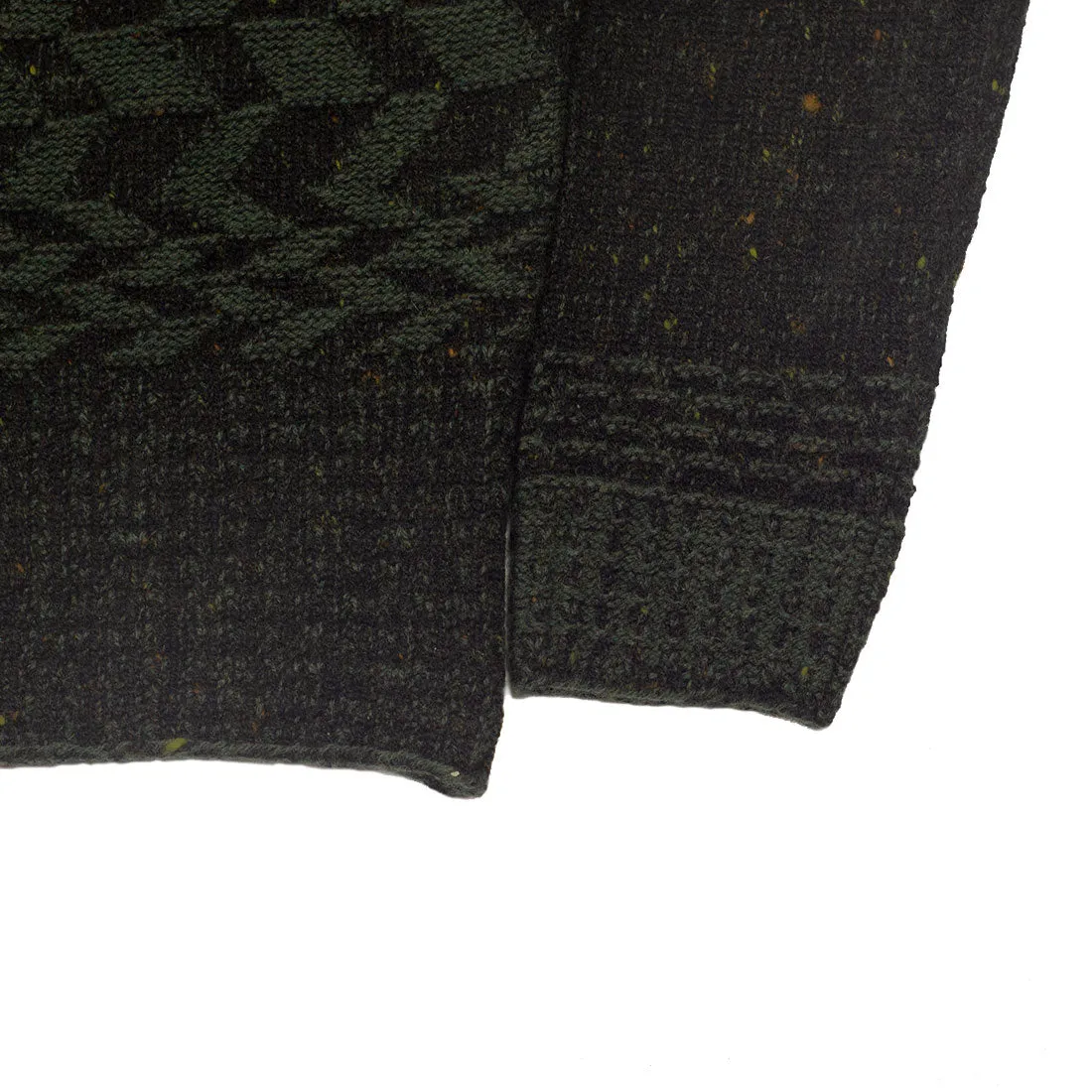 "Claiochai" Stonewall pattern sweater in dark green merino wool and cashmere